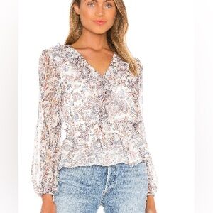 1. State Paisley Print Blouse in Blue and Orange